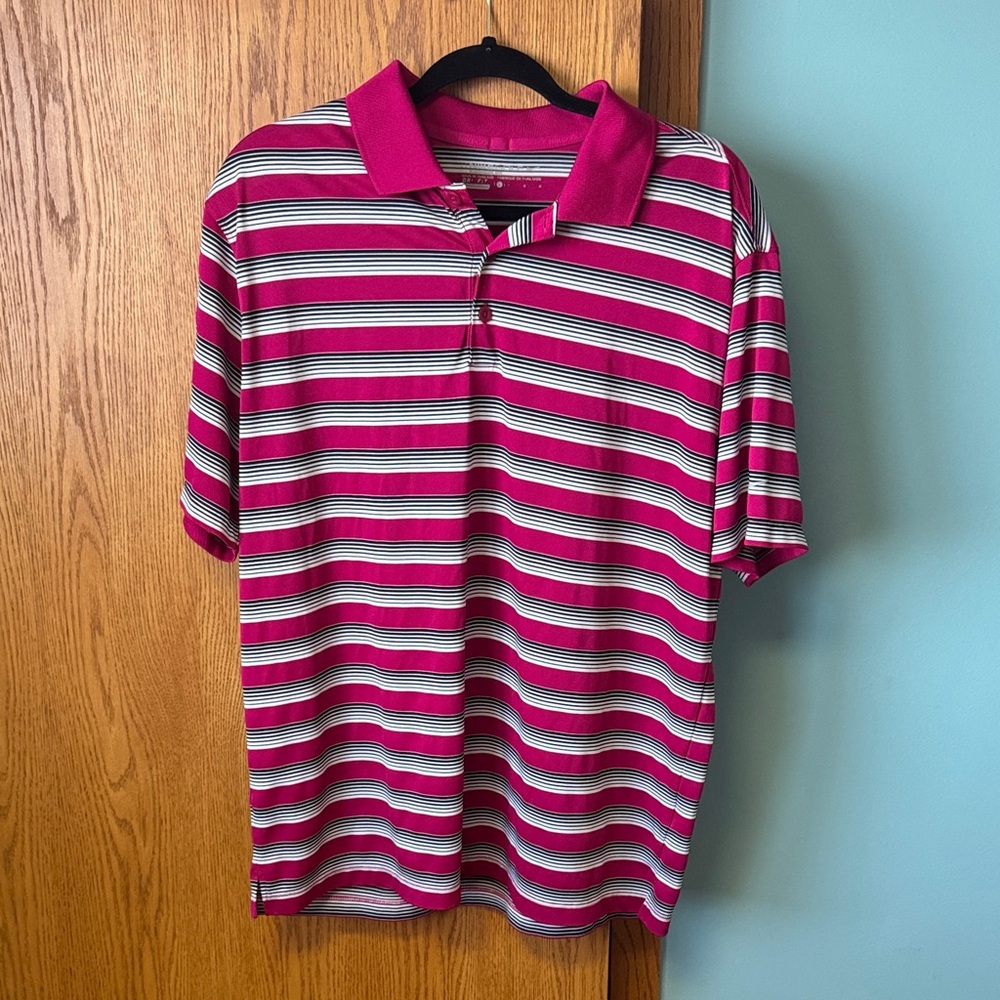 Nike Vibrant Pink and White Polo Shirt